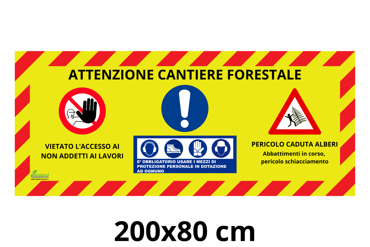 Striscione segnaletico lavori forestali 200X80