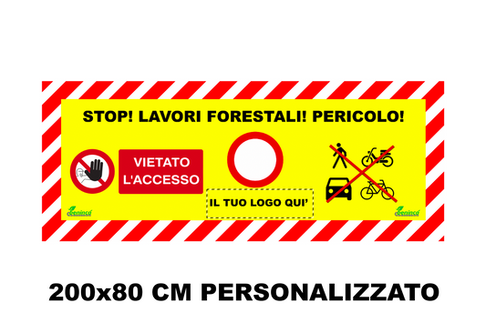 Bannière d'avertissement travaux forestiers personnalisée 200X80