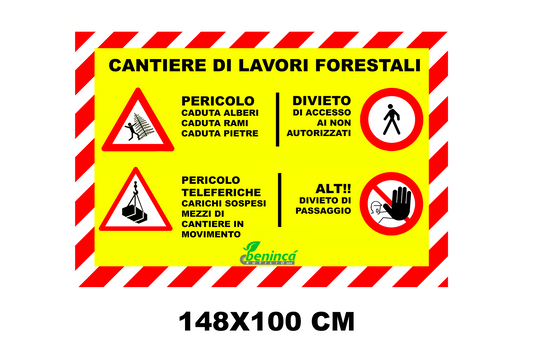 Bannière d'avertissement travaux forestiers 148x100